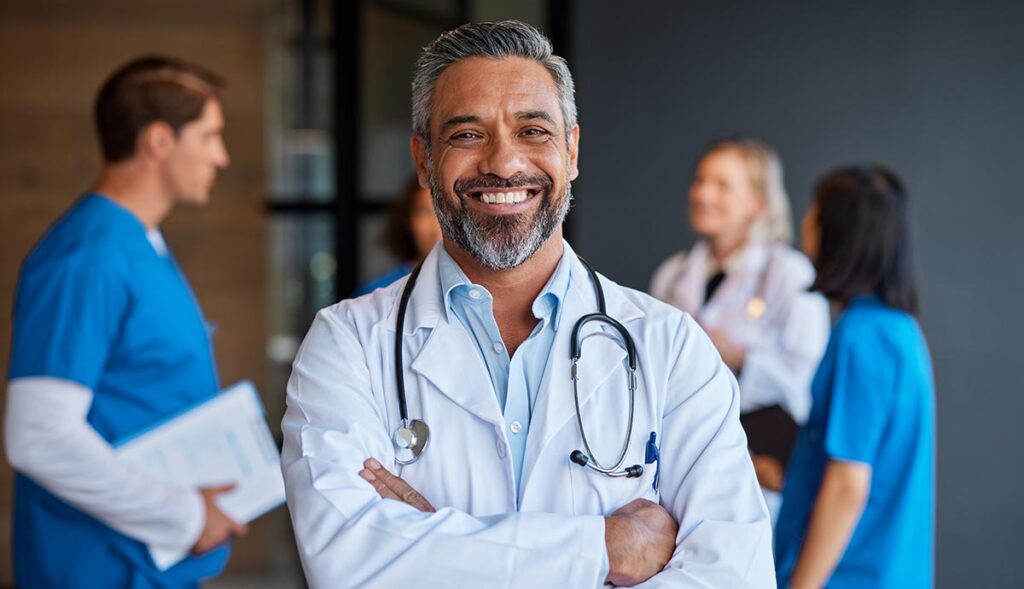 Proud, happy doctor